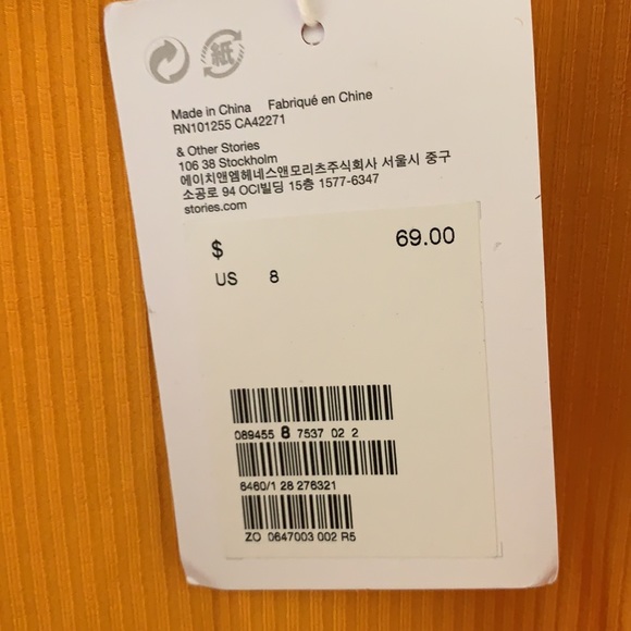 & Other Stories Ribbed Yellow Mini Wrap Dress - Picture 7 of 7